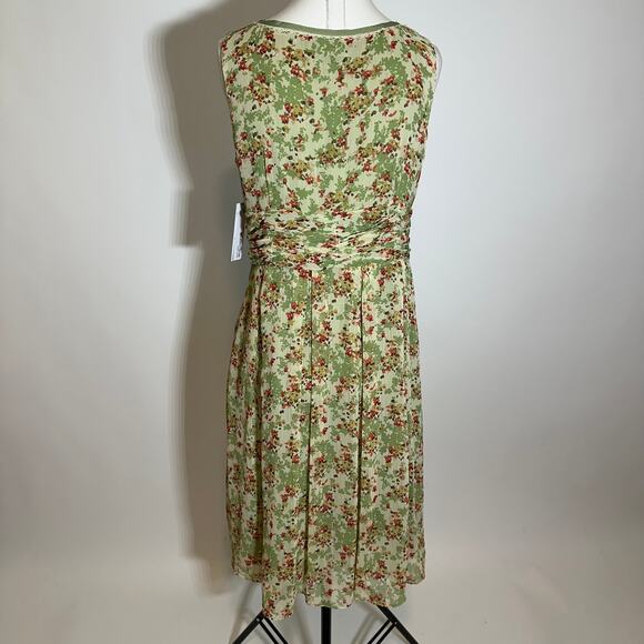 NWT Studio One Green Floral Chiffon Dress Cottagecore Womens Petite Size 12P Y2K - Picture 6 of 12